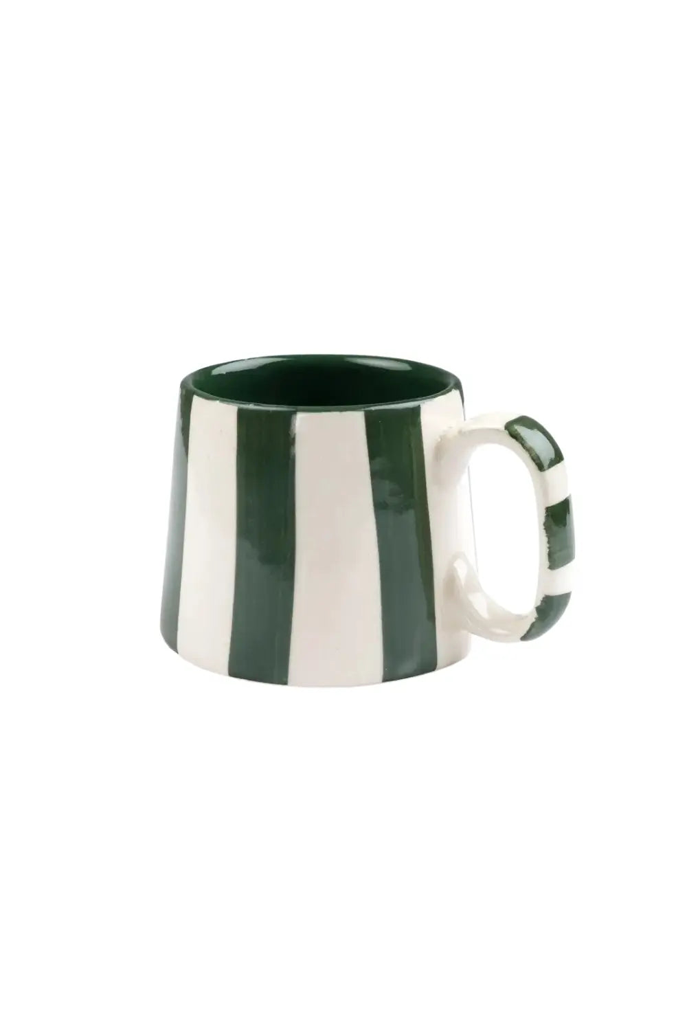 Ceramic Olive Stripe  Coffee Cup- 220ml  (set Of 2)