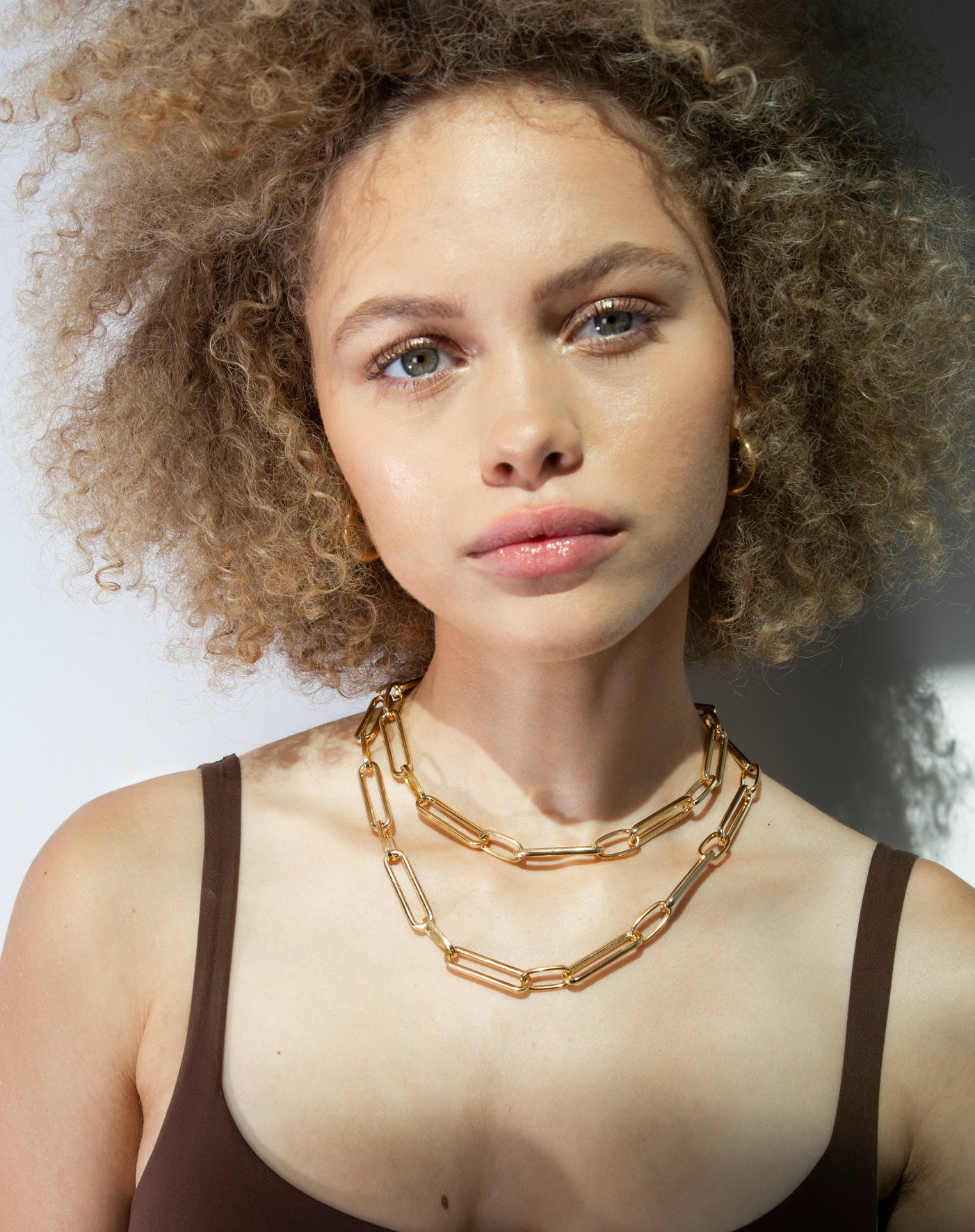 Paperclip Gold Chain Necklace Bracelet Set