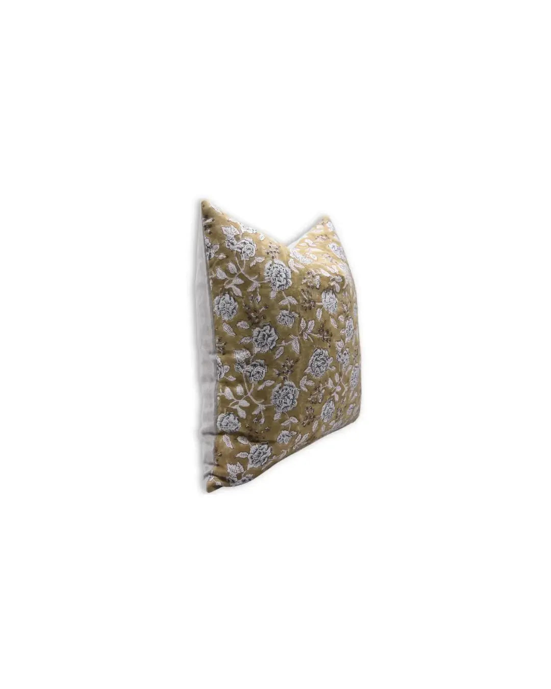 Home Decor Block Printed Floral Pure Linen Pillow Cover - Rameshwaram