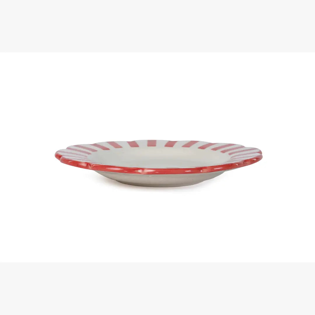 Ceramic stripe Salad Plate, Yellow , Red - 8.25x 8.25 x 1.25 Inches