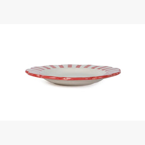Ceramic stripe Salad Plate, Yellow , Red - 8.25x 8.25 x 1.25 Inches