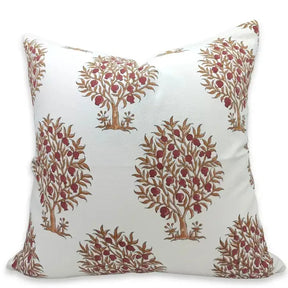 Boho  Handmade  Block Print Design Thick Cotton White Pillow Cover- Anar