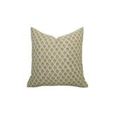 Luxury Block Print Boho Pure Linen Pillow Cover- Kesariya