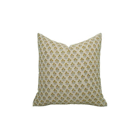 Luxury Block Print Boho Pure Linen Pillow Cover- Kesariya