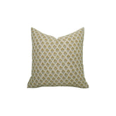 Luxury Block Print Boho Pure Linen Pillow Cover- Kesariya