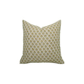 Luxury Block Print Boho Pure Linen Pillow Cover- Kesariya