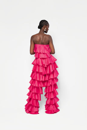 Linen KOKO Ruffle Top in Pink