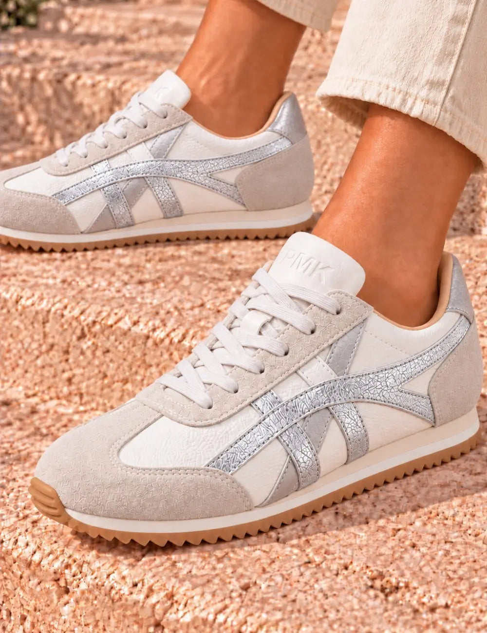 Topasa White Silver Suede