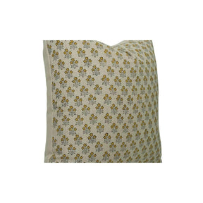 Luxury Block Print Boho Pure Linen Pillow Cover- Kesariya