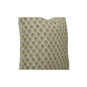 Luxury Block Print Boho Pure Linen Pillow Cover- Kesariya
