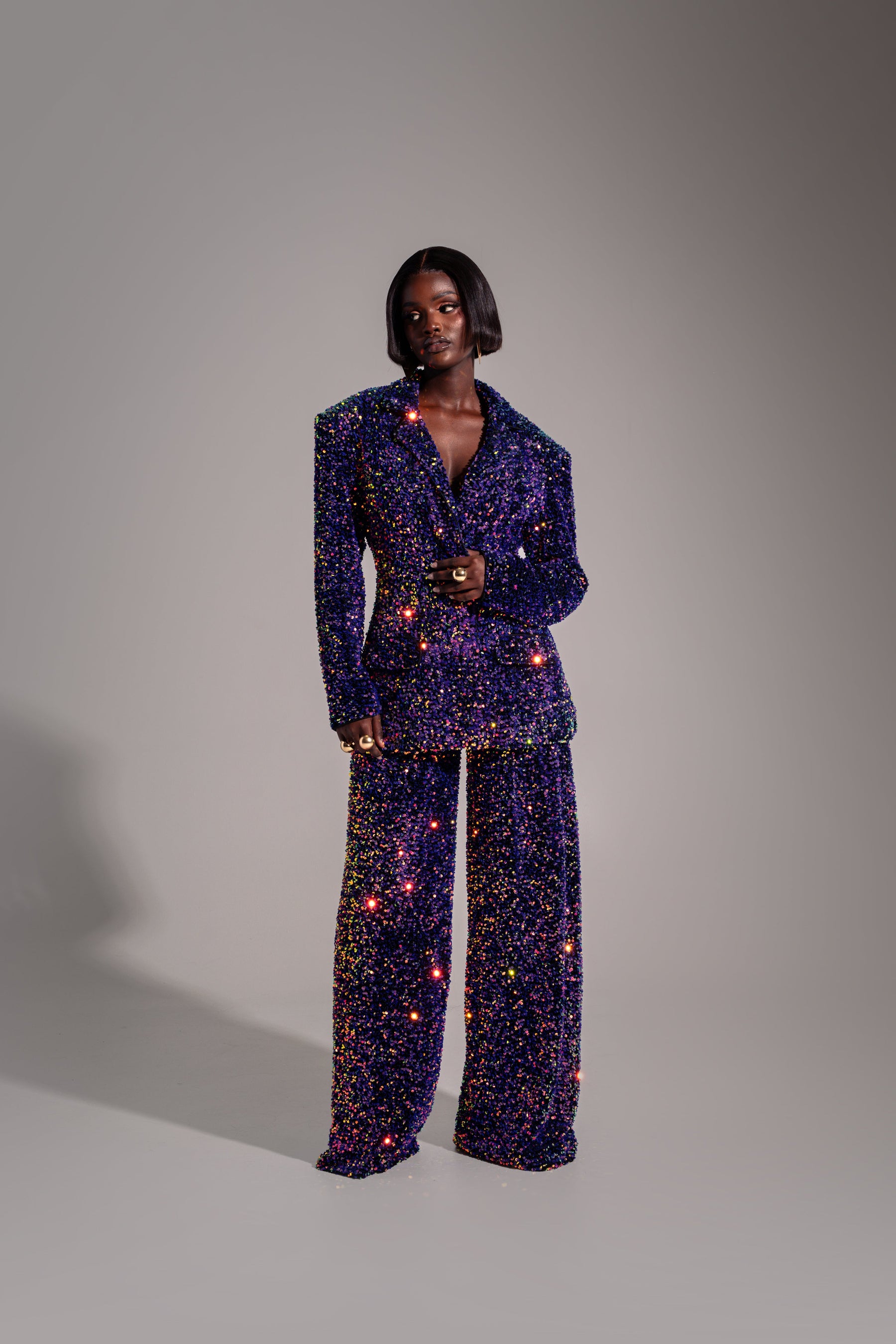 LIZA Sequin Blazer in TANZANITE