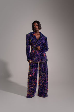 LIZA Sequin Blazer in TANZANITE