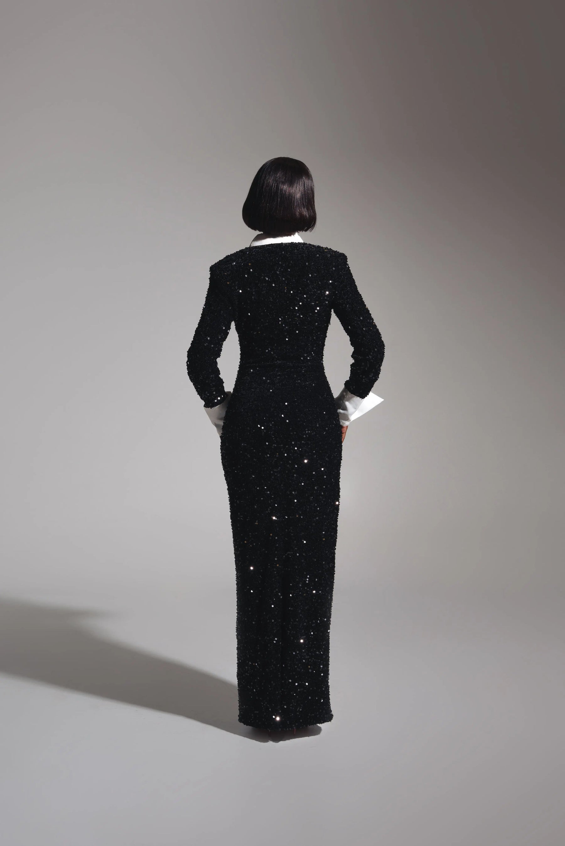 Kali Keyhole Sequin Maxi Dress In Onyx