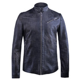 Aged cracked crocodile leather jacket