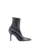 Chic Black Leather Booties with Heel Zip Emilia
