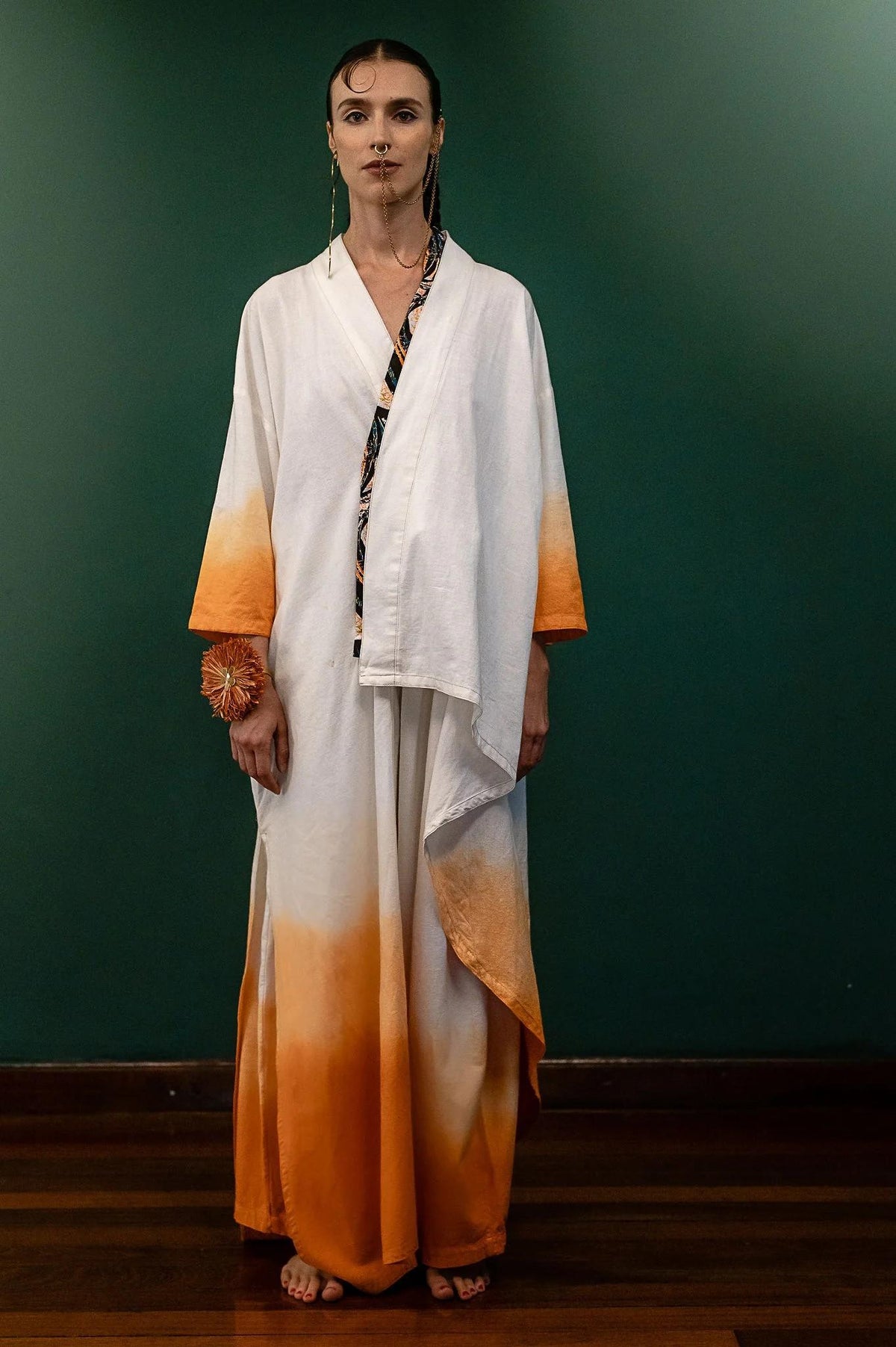 Fire Draped Sunrise Kimono Set