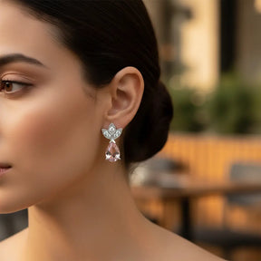 Pink Pear Cut Earrings