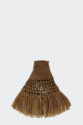 Paola Toquilla Straw Clutch Chocolate