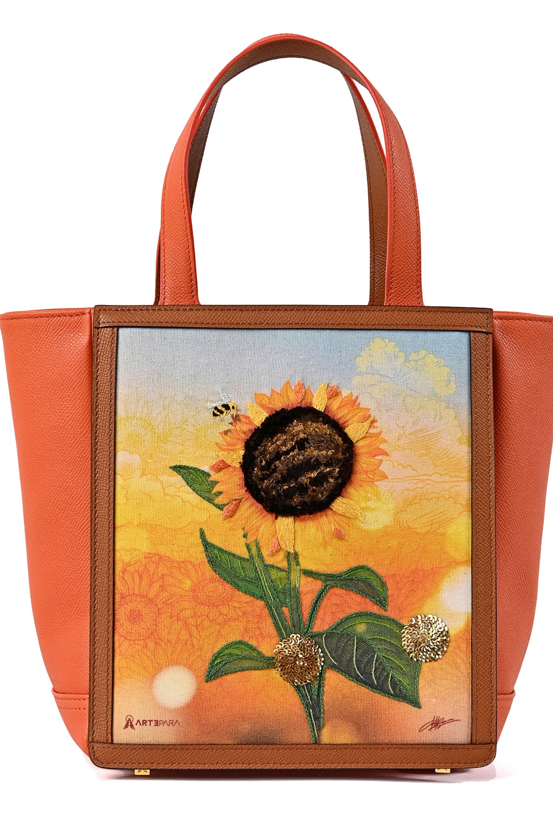 Exquisite Hand-Embroidered Sunflower Mini Tote