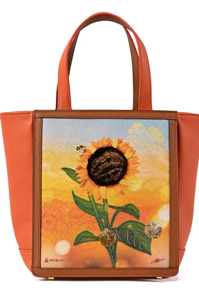 Exquisite Hand-Embroidered Sunflower Mini Tote