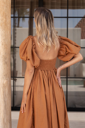 Cherie Puff Sleeve Midi Dress - Hazel