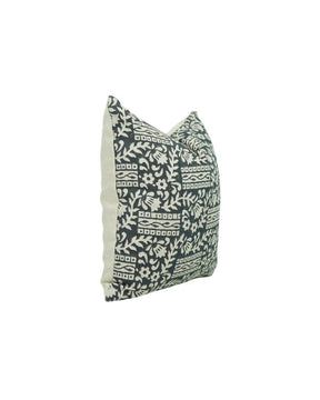 Decorative Hand-Carved Block Printed Pure Linen Pillow Cover - Mumtaz