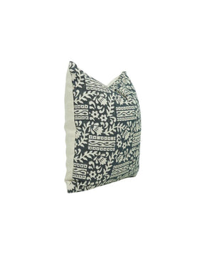 Decorative Hand-Carved Block Printed Pure Linen Pillow Cover - Mumtaz
