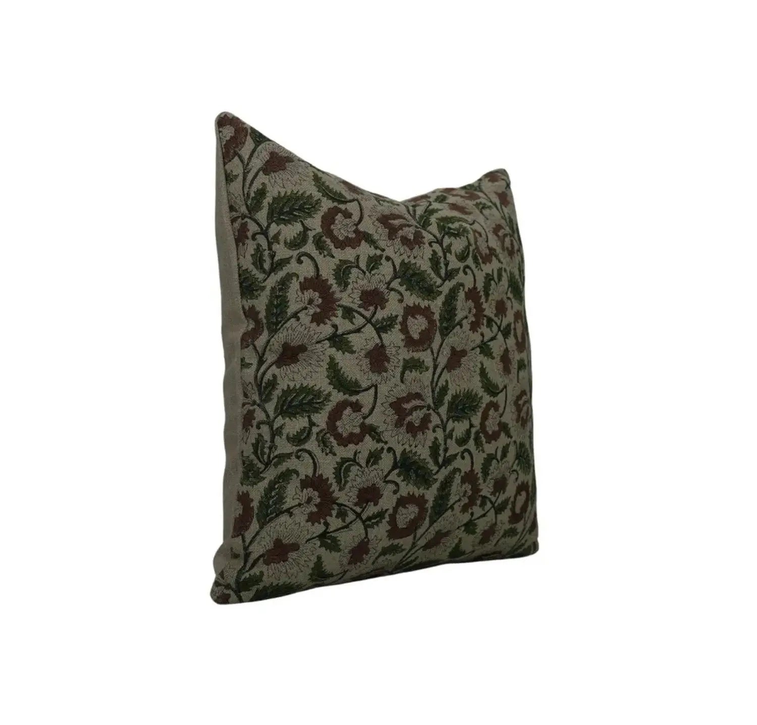 Vintage Hand Block Print Thick Linen Pillow Cover- Mandakini