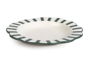 Ceramic Stripe Dinner Plate,  Olive Green - 10 x 10 x 1.25 Inches