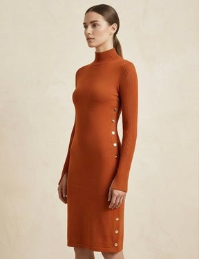 Burnt Ribbed Sweater Dress - Chuks Collins Diffusion Collection - Tasou - The Athletic Side Of Us