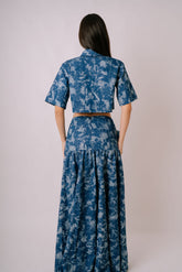 Tie-Dye Maxi Skirt with Floral Accent