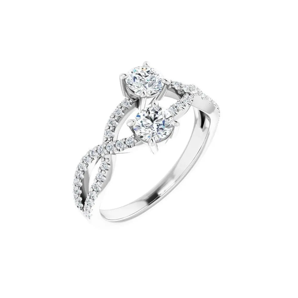 3/4 CT Natural Diamond Two-Stone Ring in 14K Gold