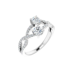 3/4 CT Natural Diamond Two-Stone Ring in 14K Gold