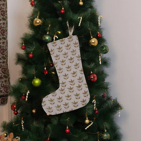 Floral Block Printed Thick Linen Christmas Tree Stocking - 7 Patti