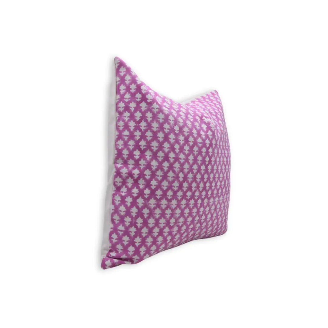 Beautiful Hand Block Printed Thick Cotton White Pillow Cover- Pinkcity Jaal