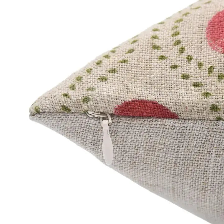 Floral Block Print Thick Linen Cushion Cover - Raaj Bhog