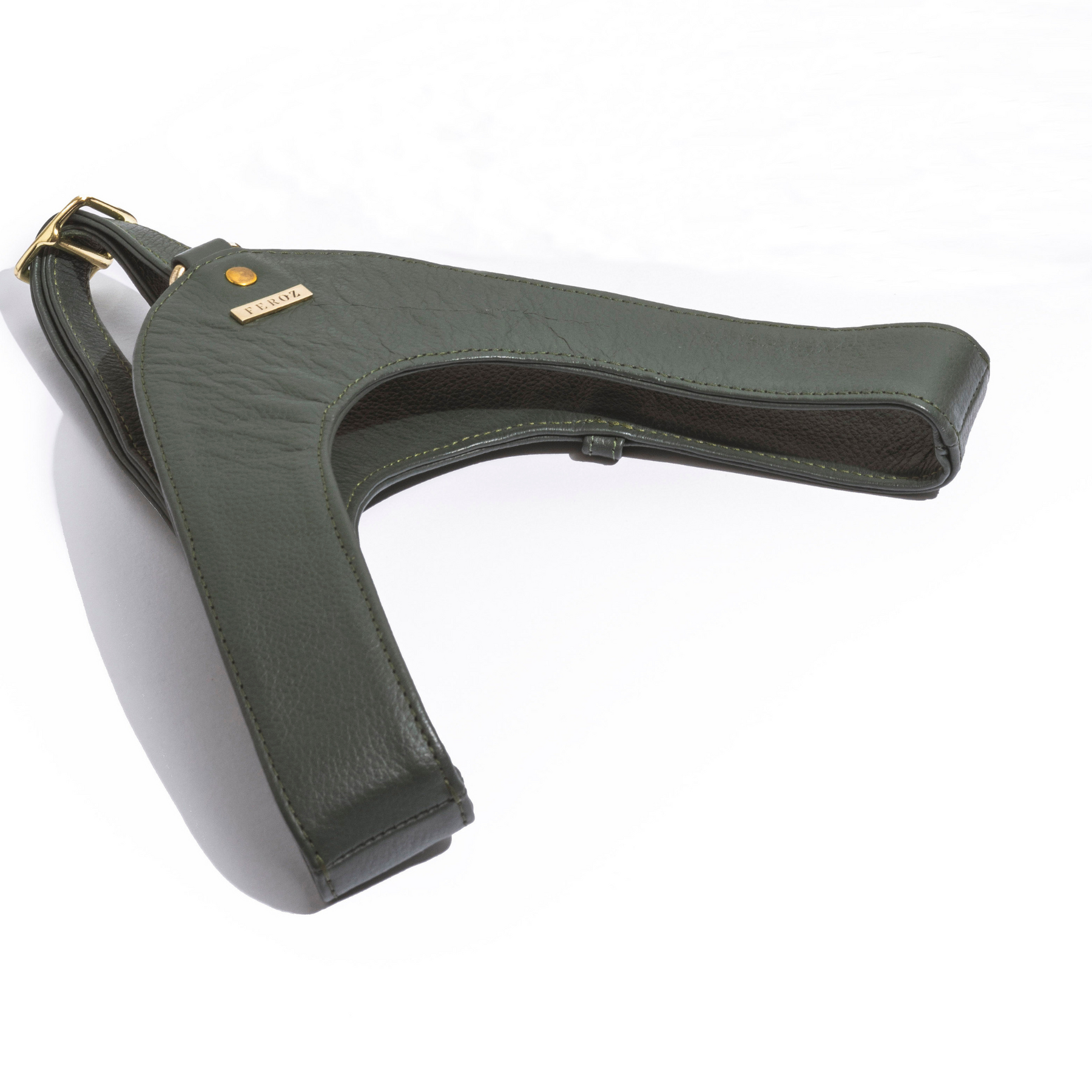 Pine Green Leather Dog Harness