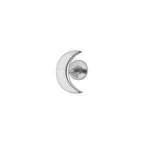 Earring Moon Flatback Stud 925 Sterling Silver
