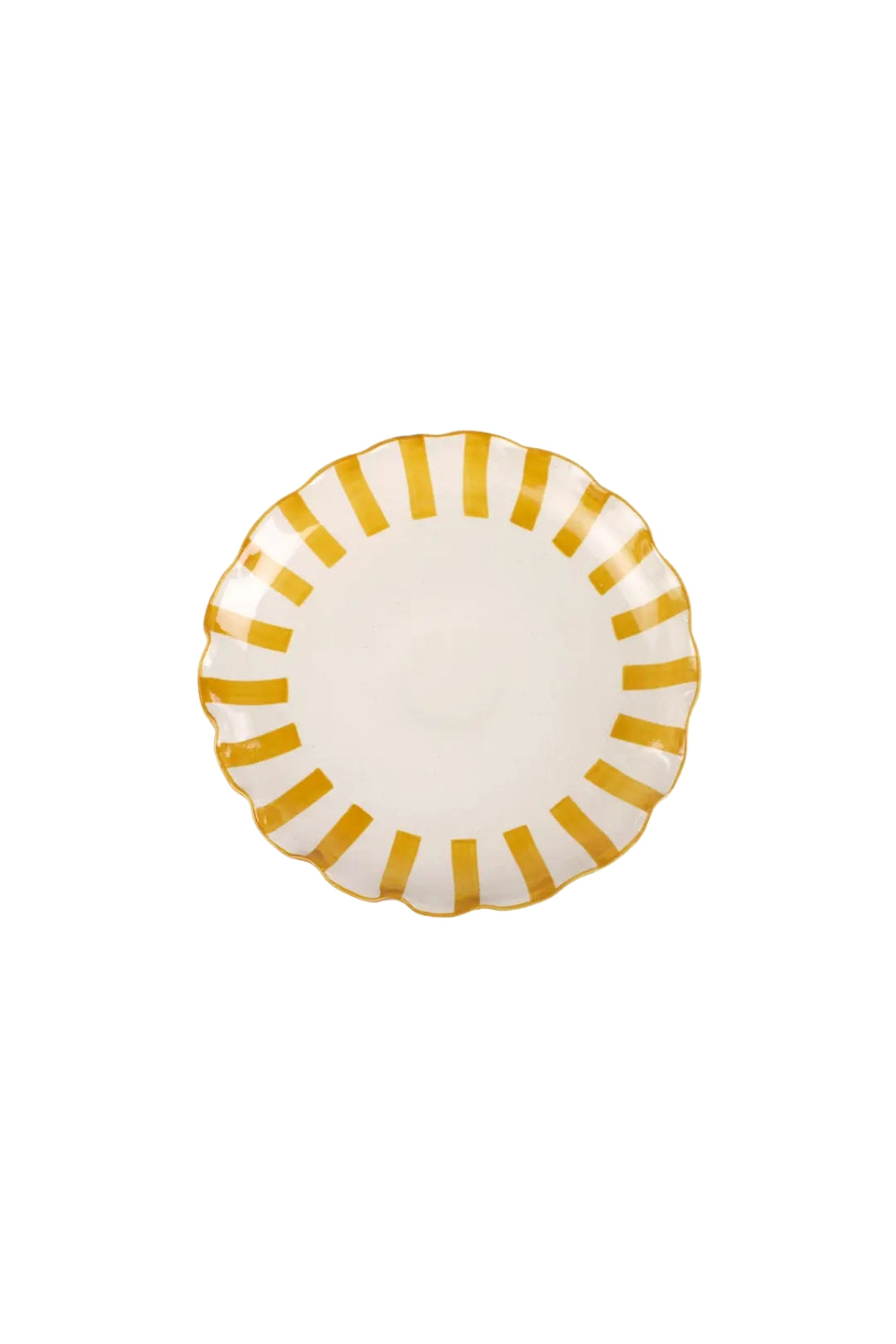 Ceramic Stripe Cake Stand, Yellow  - 10 X 10 X 3.75 Inches