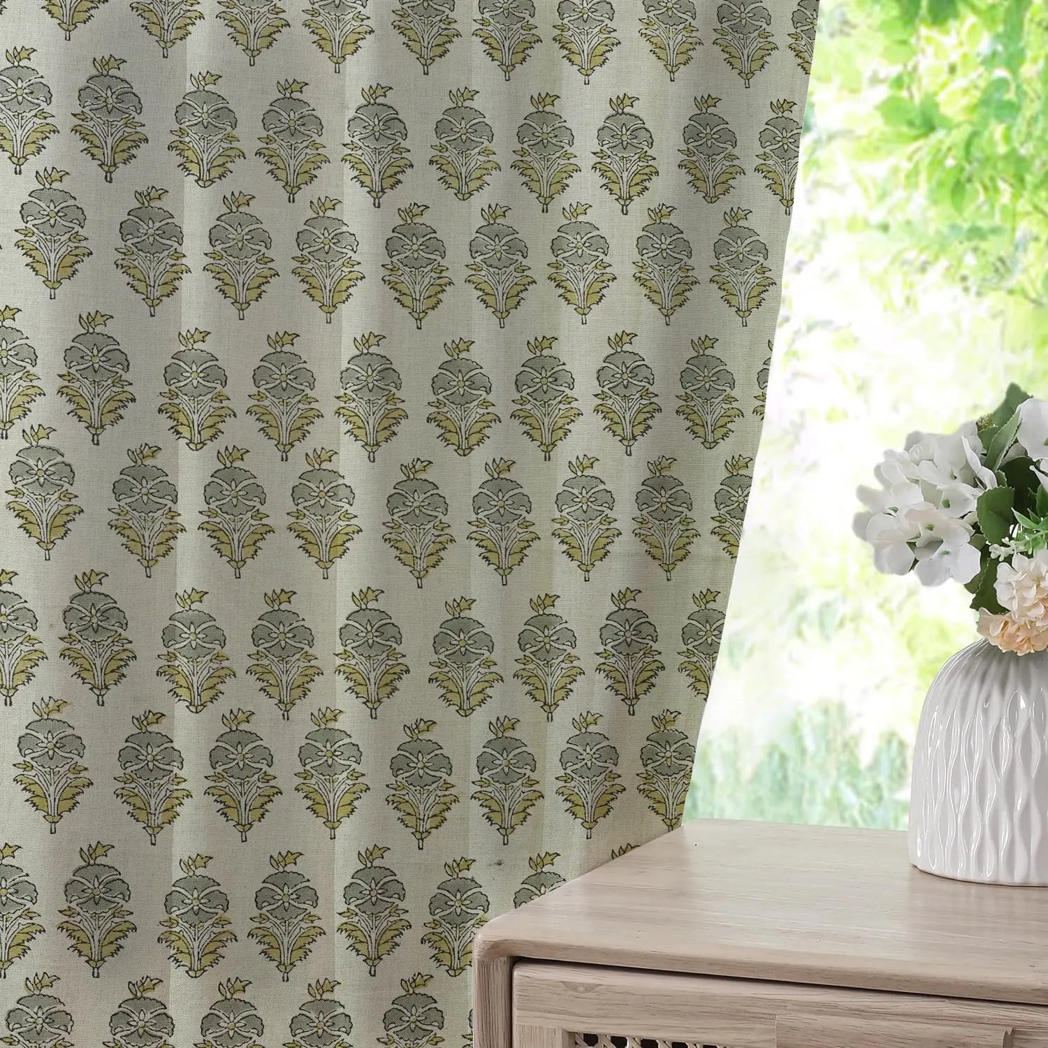 Unique Design Pure Linen Pleated Curtain - Mor Mukut