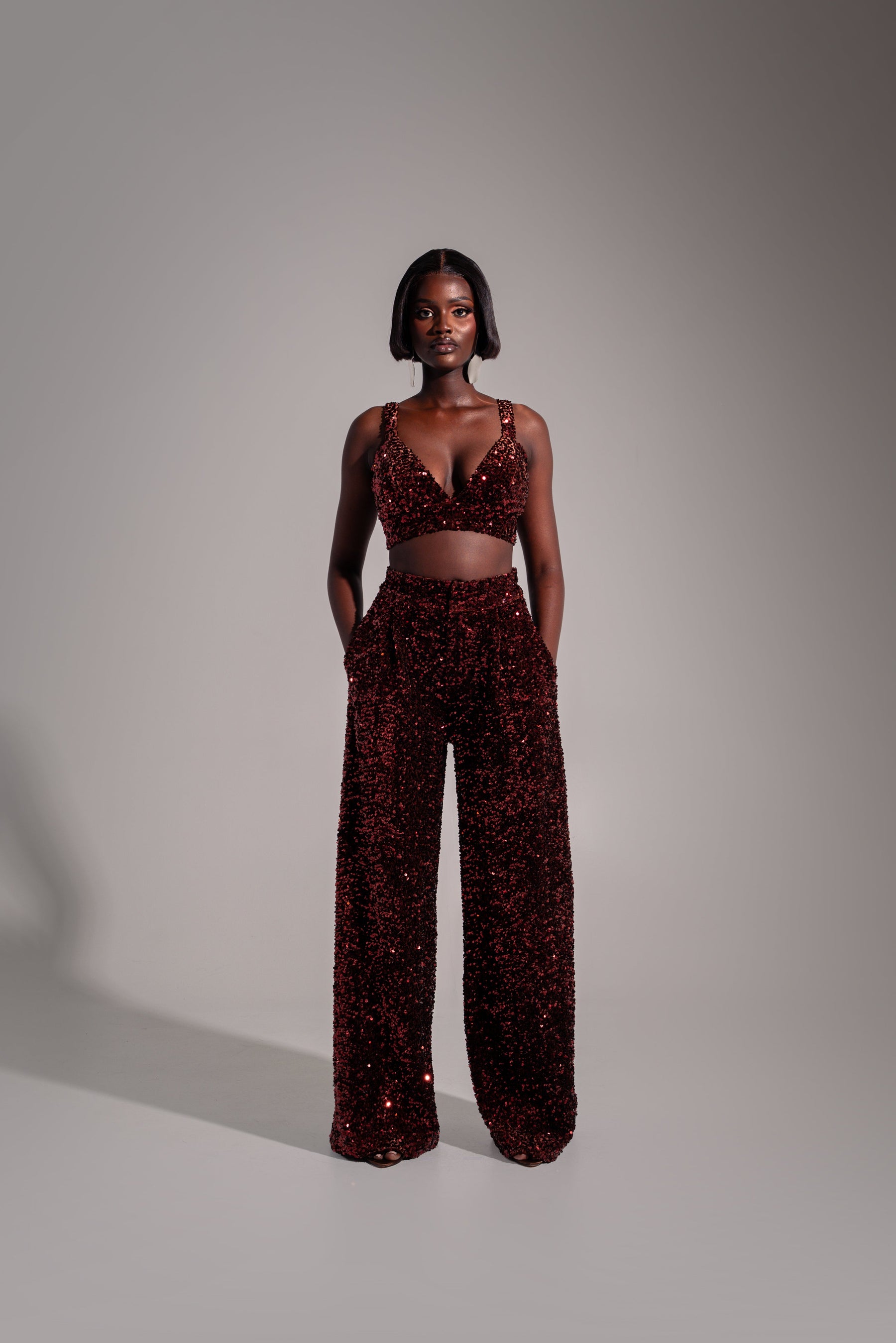 LIZA Sequin Pants in BRONZITE