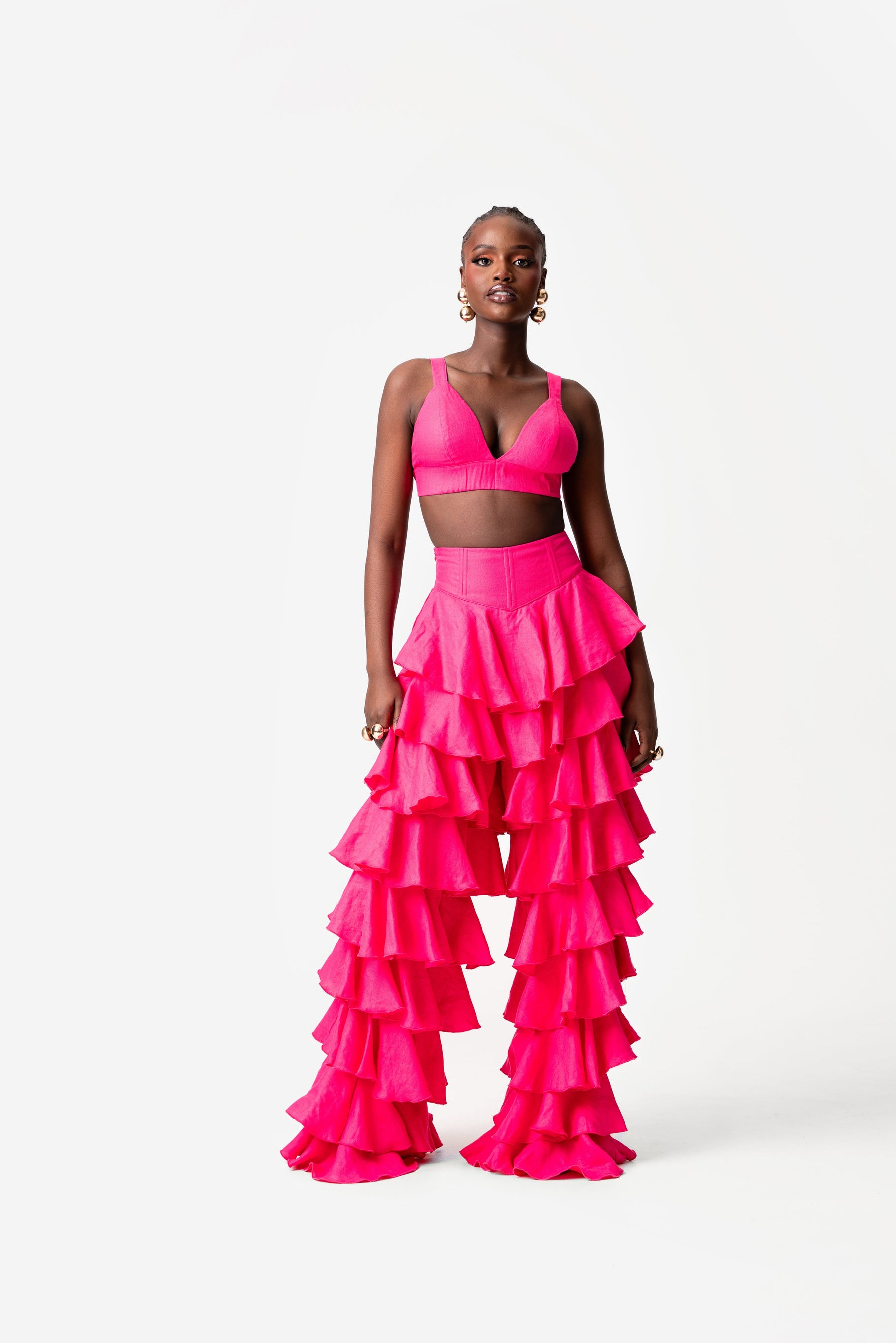 Linen AZURE Bra Top in Pink