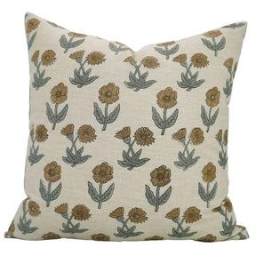 Heritage Block Design Linen Blend Pillow Cover - Kirti