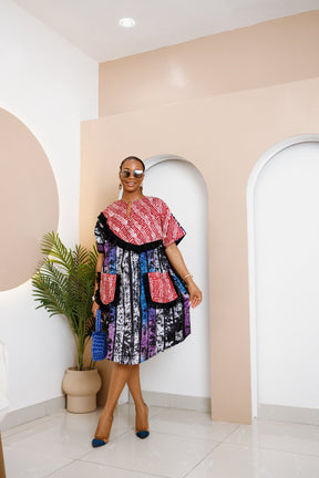 Nwayiocha Adire Midi Dress – Handcrafted African Chic