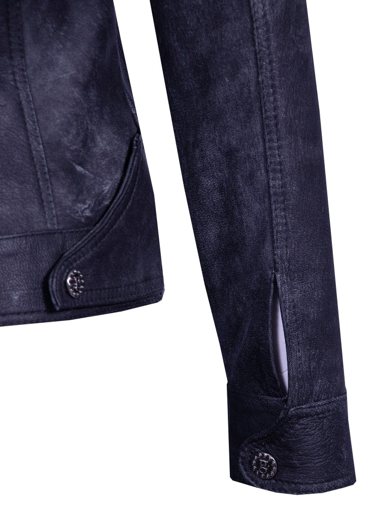 Dark Gray Distressed Leather Jacket