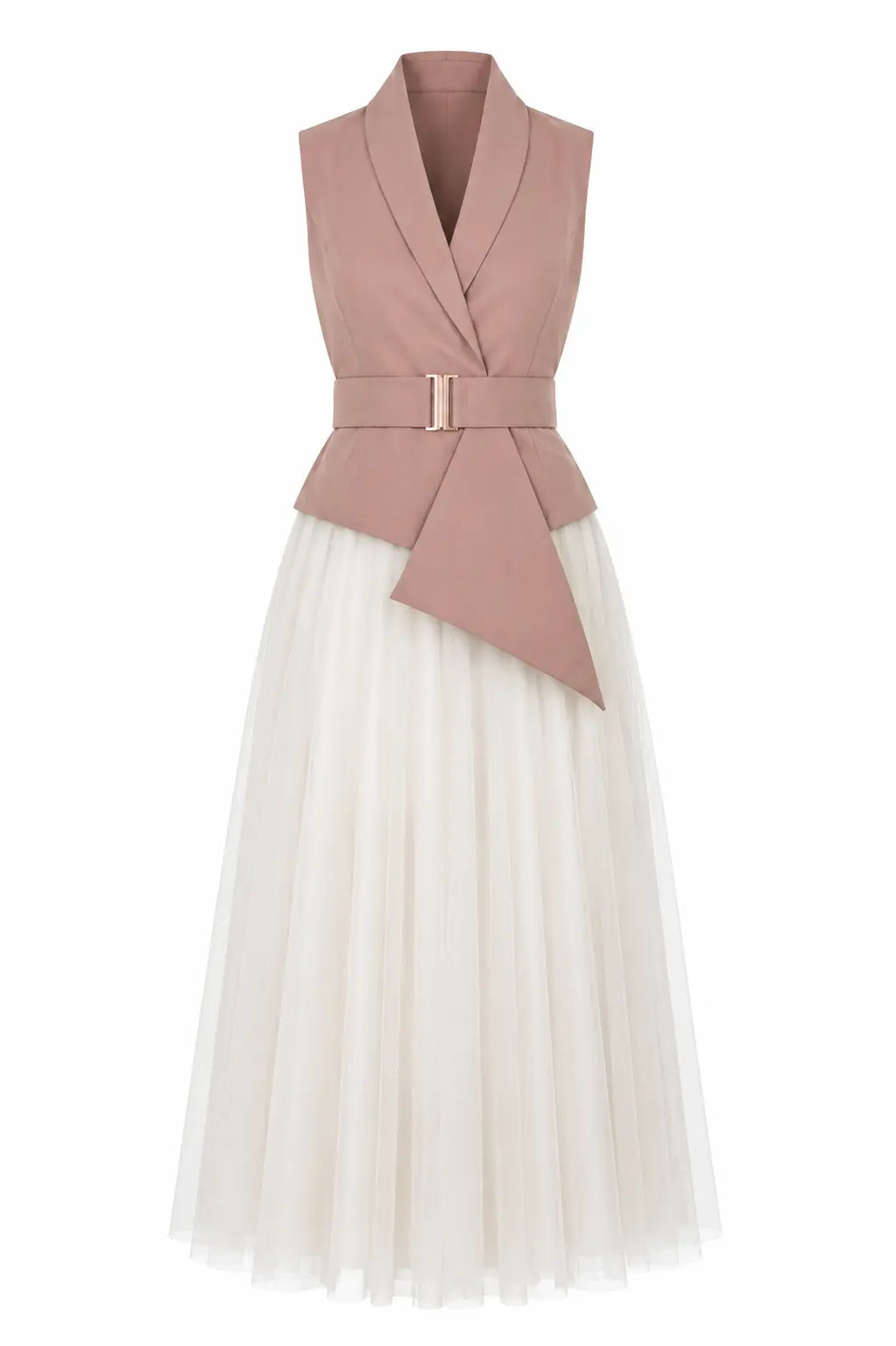 Ivory Skirt & Salmon Pink Waist Coat - Chic Harmony