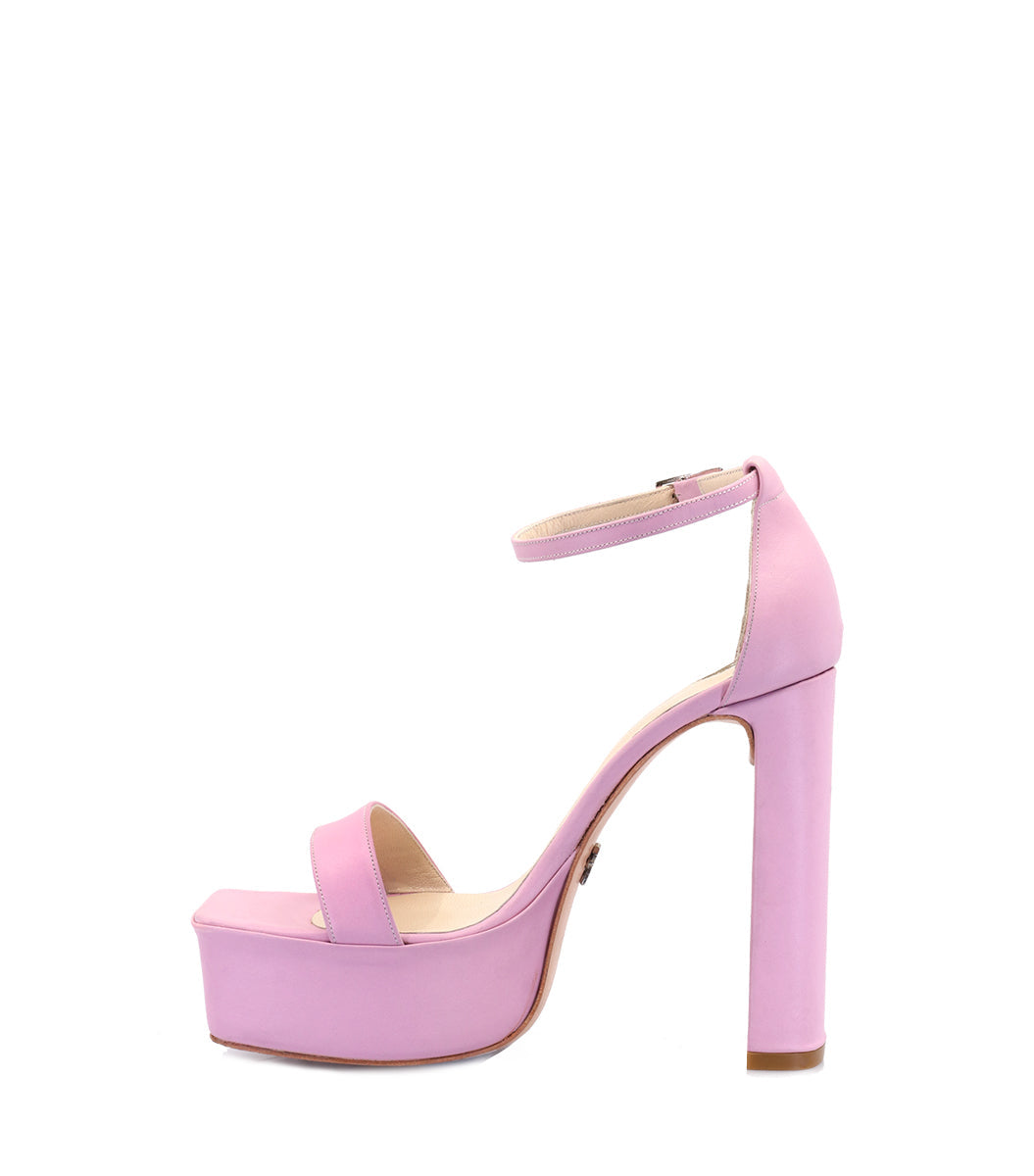Elegant Pink Suede Heeled Sandals Cande