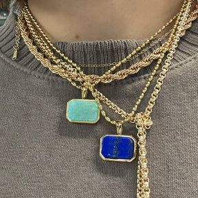 Amazonite Gemstone Charm Necklace Gold