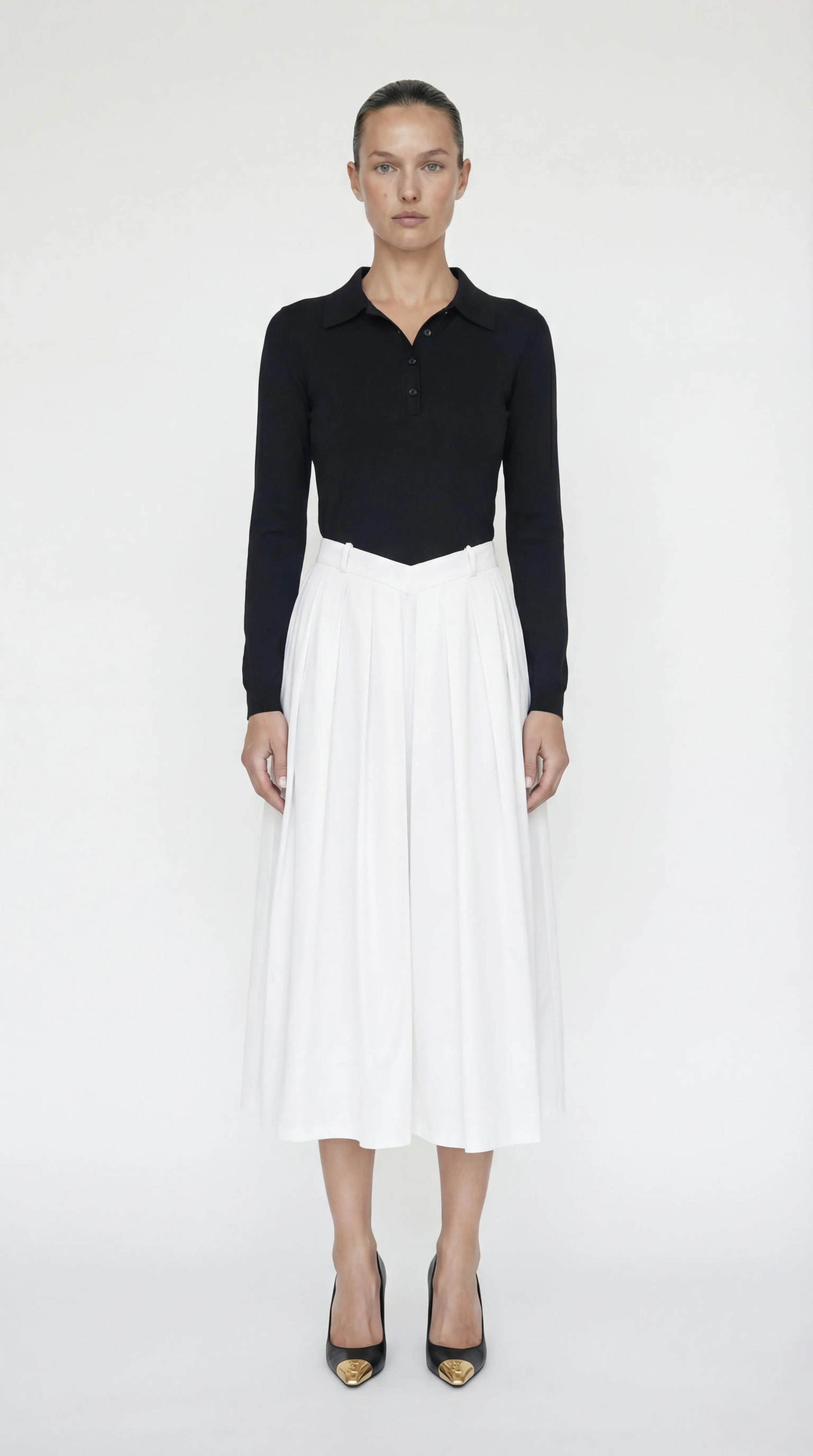 Sonia Polo Midi Dress With Pleated Skirt