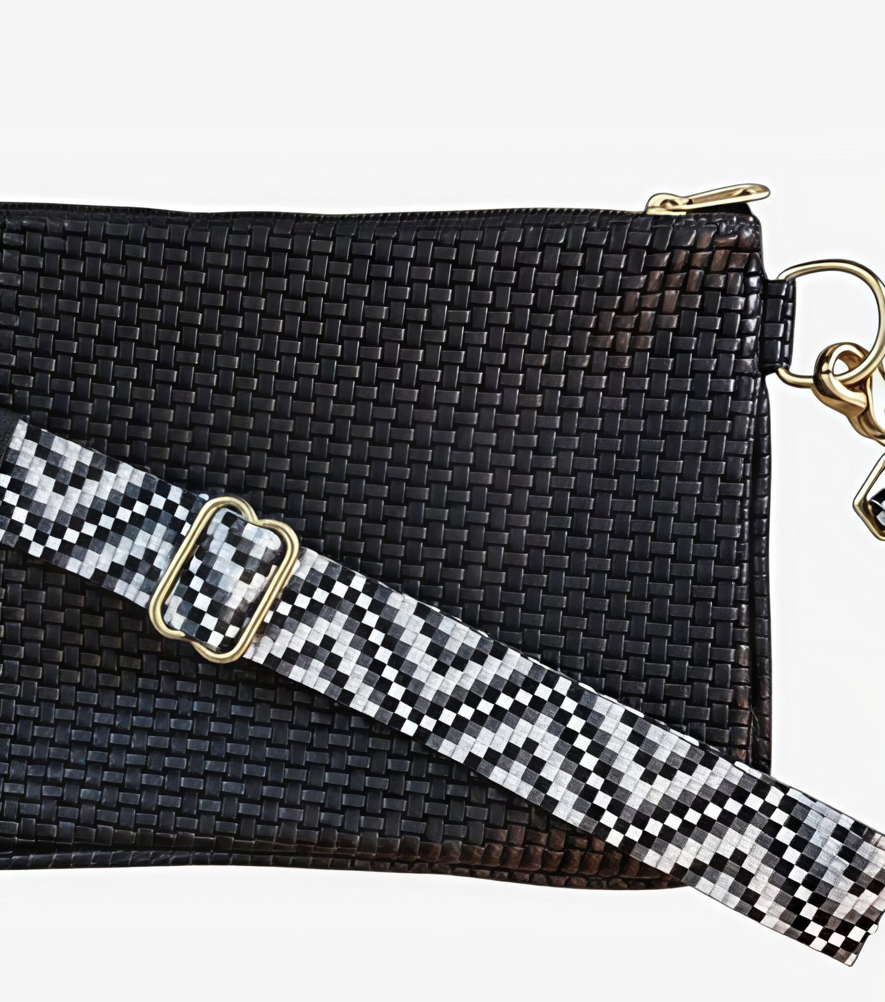 Alice Crossbody Bag, Black Embossed Leather